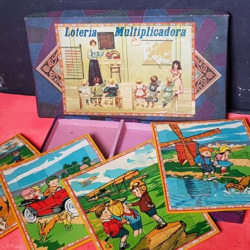 Lotería multiplicadora juego antiguo didáctico matemáticas antigüedad