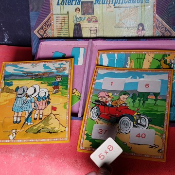 Lotería multiplicadora juego antiguo didáctico matemáticas antigüedad