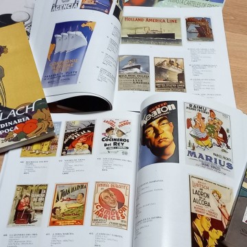 Lote 10 catálogos de carteles de época, subasta extraordinaria.