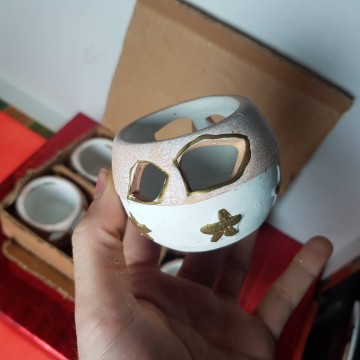 Recipientes portavelas de ceramica navideños lote de 6 unidades
