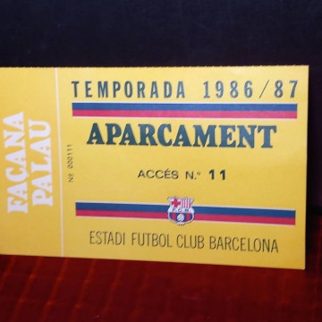 Targeta d'aparcament Estadi Futbol Club Barcelona.