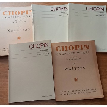 Lote 5 libros de partituras de Frédéric Chopin.