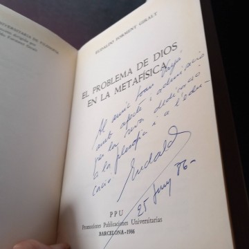 El problema de Dios en la metafísica, Eudaldo Forment Giralt (firmado).