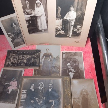 Lote 9 albúminas y fotopostales antiguas.