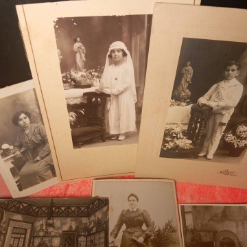 Lote 9 albúminas y fotopostales antiguas.