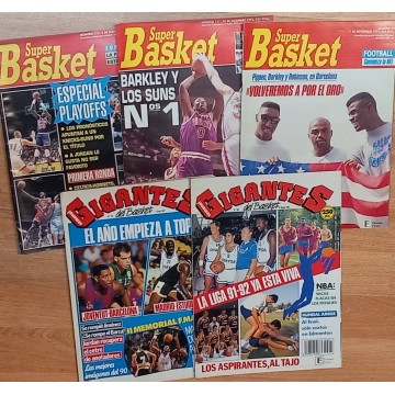 Lote 5 revistas de baloncesto, años 90.