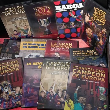 Colección de DVDs del Barça.