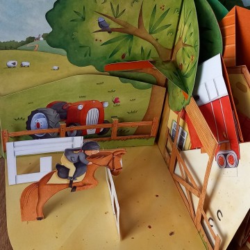 Escola d'equitació, conte carrusel (pop up).