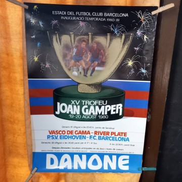 Póster XV trofeu Joan Gamper 1980 F.C.Barcelona vs PSV Eindhoven.