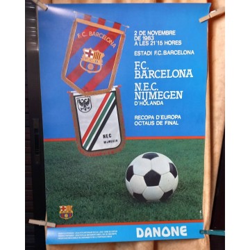 Cartel F.C. Barcelona vs N.E.C. Nijmegen de Holanda, Recopa de Europa.