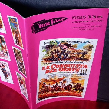 Catálogo de películas en 16mm Veloz Films 1977.