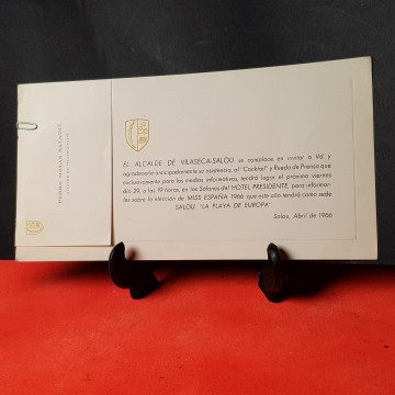 Tarjeta de visita del alcalde de Salou e invitación Miss España 1966