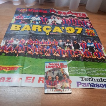 Dos pósters del Barça 97 y de la Pedrera + libro.