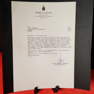 Carta Omnium cultural 1978 firmada per Jaume planes i Pahissa