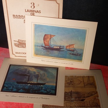 COLECCIÓN DE 3 LÁMINAS DE BARCOS FLUVIALES ANTIGUOS (GRATIS)