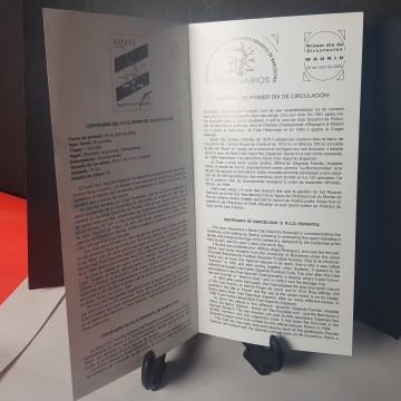 Folleto centenario del RCD Espanyol sello conmemorativo