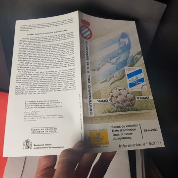 Folleto centenario del RCD Espanyol sello conmemorativo