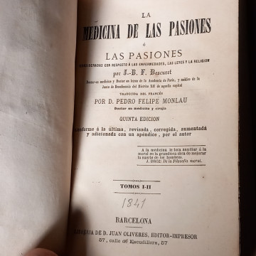 LA MEDICINA DE LAS PASIONES, B.F. DESCURET.