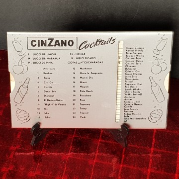 Tarjeta Cinzano cocktails vintage para calcular cantidades
