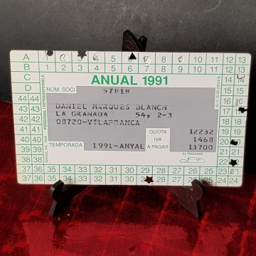 Carnet del Barça 1991 carnet socio FCB 1991 Barcelona