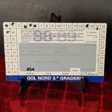 Abonament Barça 88-89 carnet soci FCB Barcelona 88-89