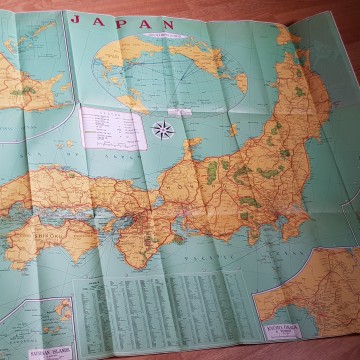 8 € Antiguo mapa original de Japón años 50