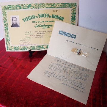 9 € Título de socio de honor del club infantil Batanga con carta y PIN