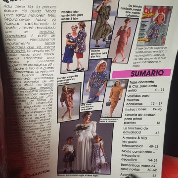 Revista Burda vestidos talla grande 1988