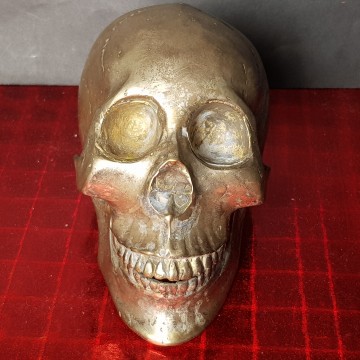 Calavera de metal pisapapeles antiguo tamaño mediano