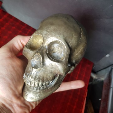 Calavera de metal pisapapeles antiguo tamaño mediano