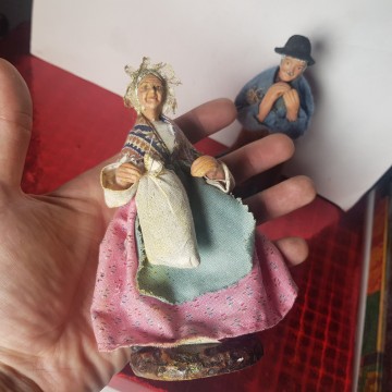 Pareja de figuras pesebre barro Syndicat des santonniers de Provence.